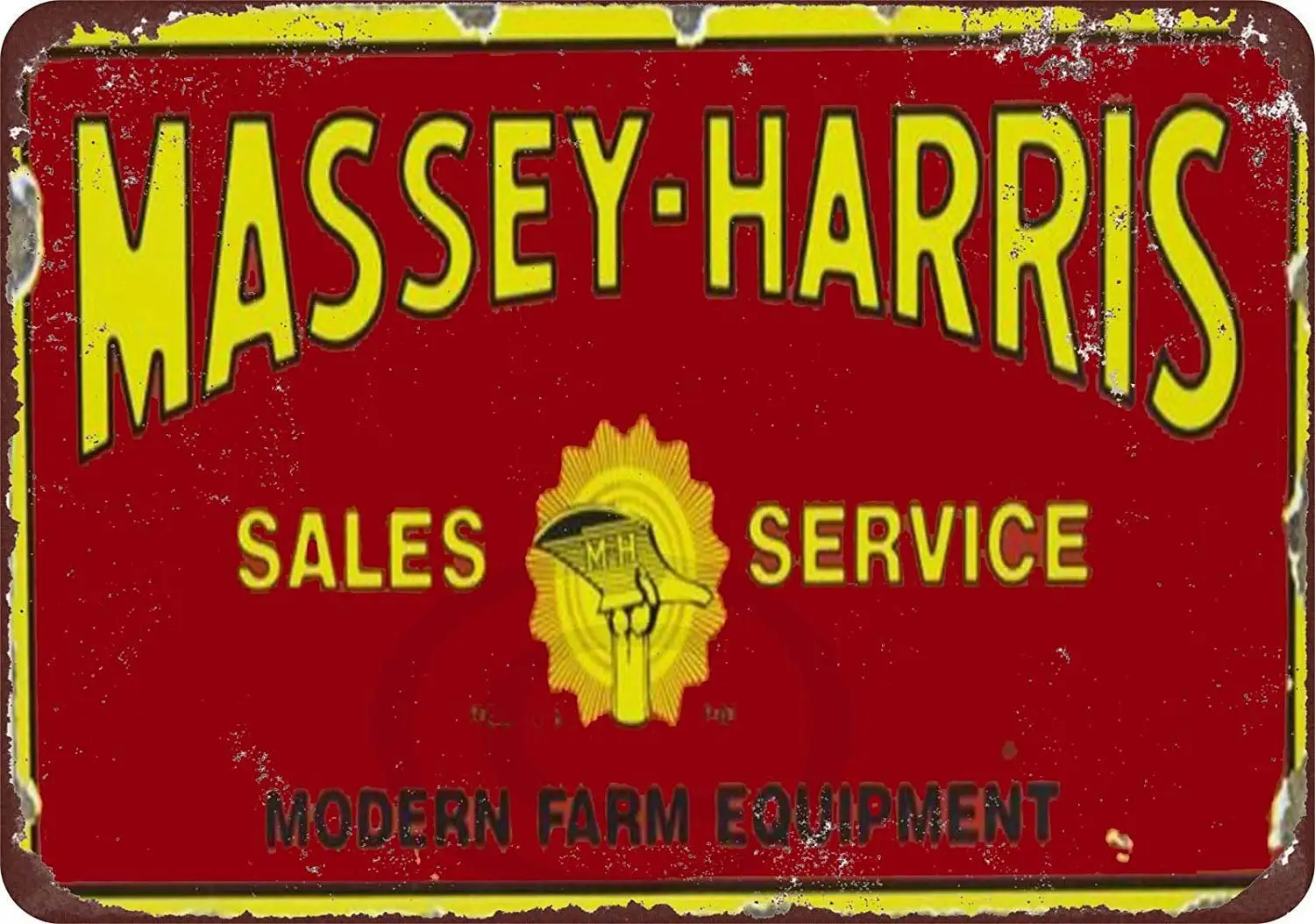 Blechschild Massey Harris Verkaufs- und Service-Look Reproduktion Metallschild