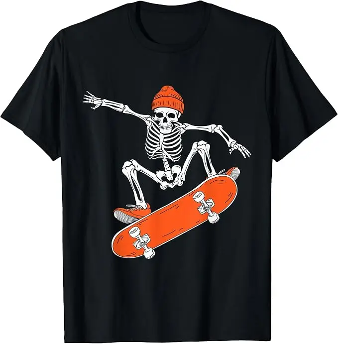 Skateboard-Skelett auf Skateboard Halloween Skater T-Shirt Y2k Skateboarder Grafik-Bekleidung Outdoor-Kleidung Mode-T-Shirt – Detail 12