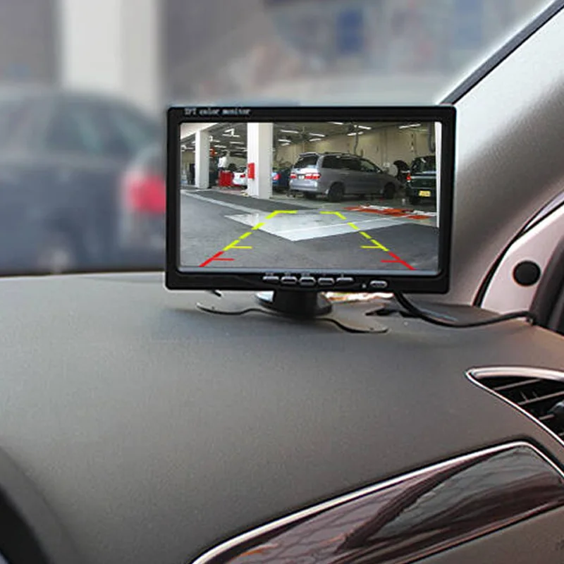 HD 7 Inch Car TFT LCD Mirror Monitor Vehicle Parking Screen 2 AV Input Auto Display Assistance Used for Rear View Backup Camera