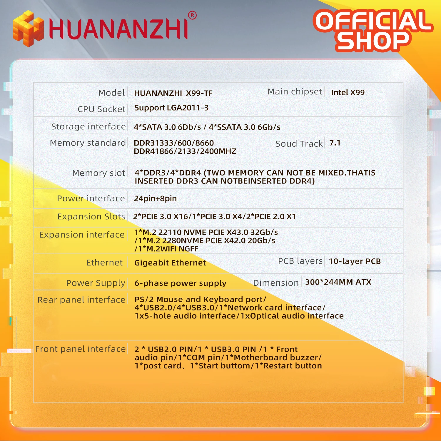 HUANANZHI X99 TF LGA 2011-3 XEON X99 Motherboard support Intel E5