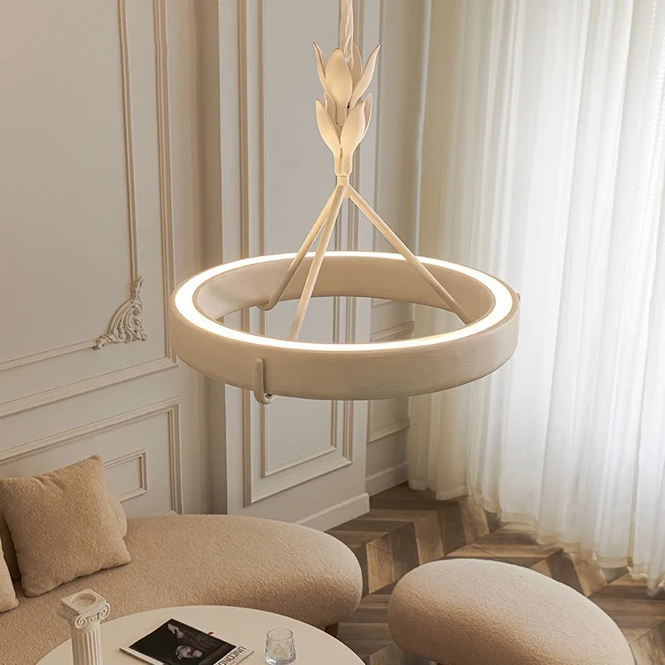 French Luxury Plaster Chandelier Vintage Pendant Light for Living Room Dining Room