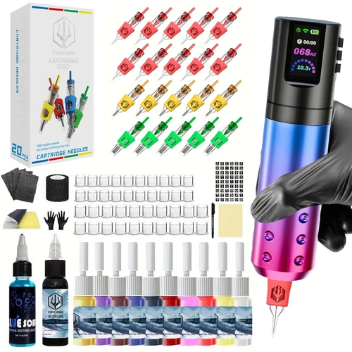 Imagen 1 del producto Kit de tatuaje POSEIDON, nuevo Kit de pluma de tatuaje para maquillaje permanente, Kit de máquina de tatuaje, fuente de alimentación inalámbrica para tatuaje, Kit de pistola de tatuaje