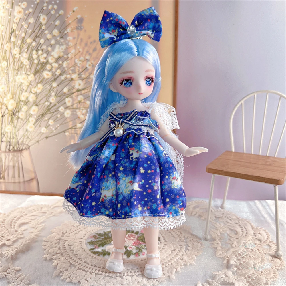 23cm BJD Doll and Clothing 3D Simulation Eyes Comics Face Multiple Movable Joint Hinge Doll Girl DIY Dress Up Toy Birthday Gift