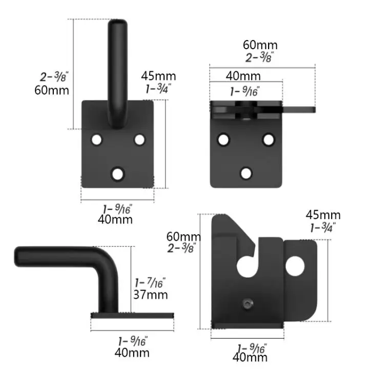 Right Side Opening Automatic Self Locking Door Lock for Wooden Fence Gravity Lever Door Lock for  Fence Door Black Track W 40mm