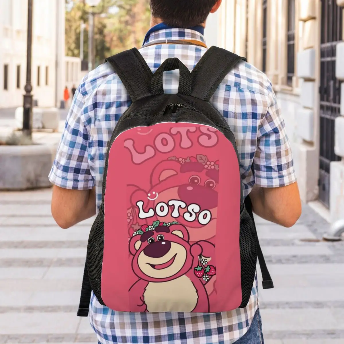 Mochila de Urso Lotso Huggin personalizada para mulheres e homens, mochila de estudante universitário, para 15 "Laptop Bags