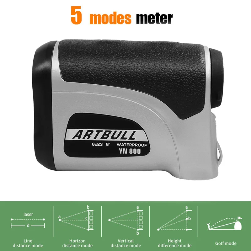 ARTBULL Golf Laser Rangefinder Telescope Hunting 800m 2000m Laser Distance Meter Silver Slope Adjusted Flag-Lock