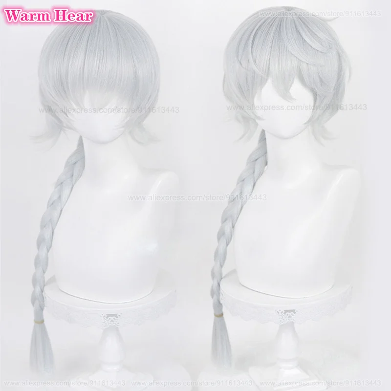 New! Anime Synthetic Hair Season 4 Nikolai Gogol Cosplay Wig 80cm Long Light Silver Braid Heat Resistant Synthetic Wigs Party