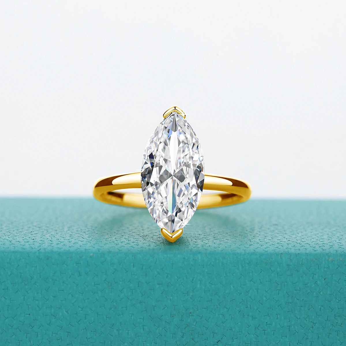 6,5*13mm 2,5ct Marquise-Schliff Moissanit-Ringe für Damen, 18k vergoldet, 925 Sterling Silber, Solitär-Ehering, Brautschmuck – Detail 5
