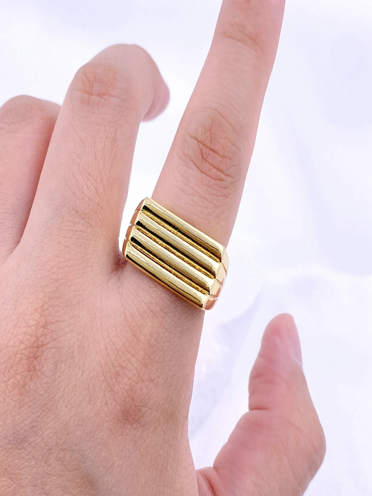 Fashion Thickness Yellow Gold Plated Women Jewelry Ring