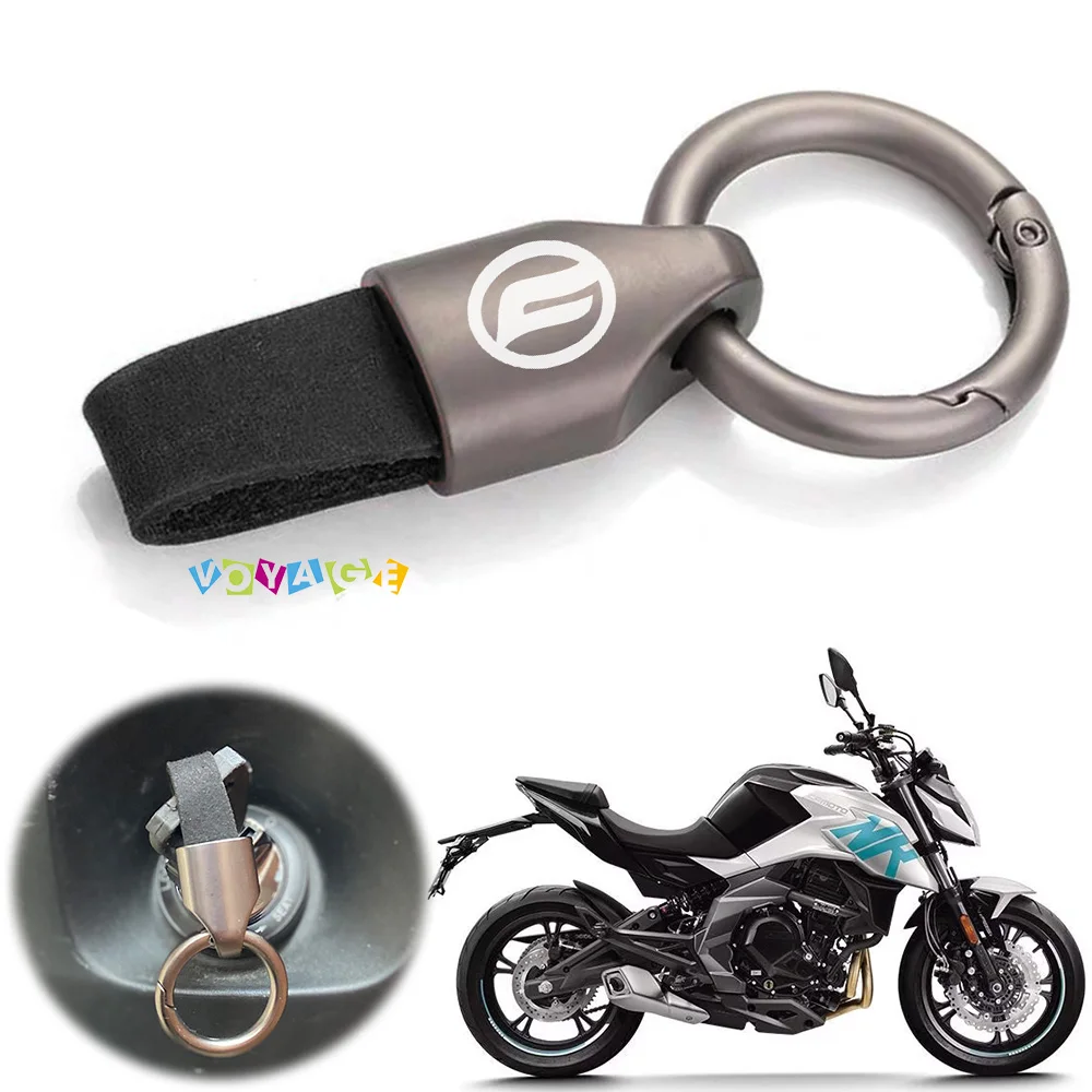 For CFMOTO SR250 400GT 650 450 250Nk 800NK Luxury Leather Keychain Key Rings Motorcycle Accessories Leather Metal Keychain