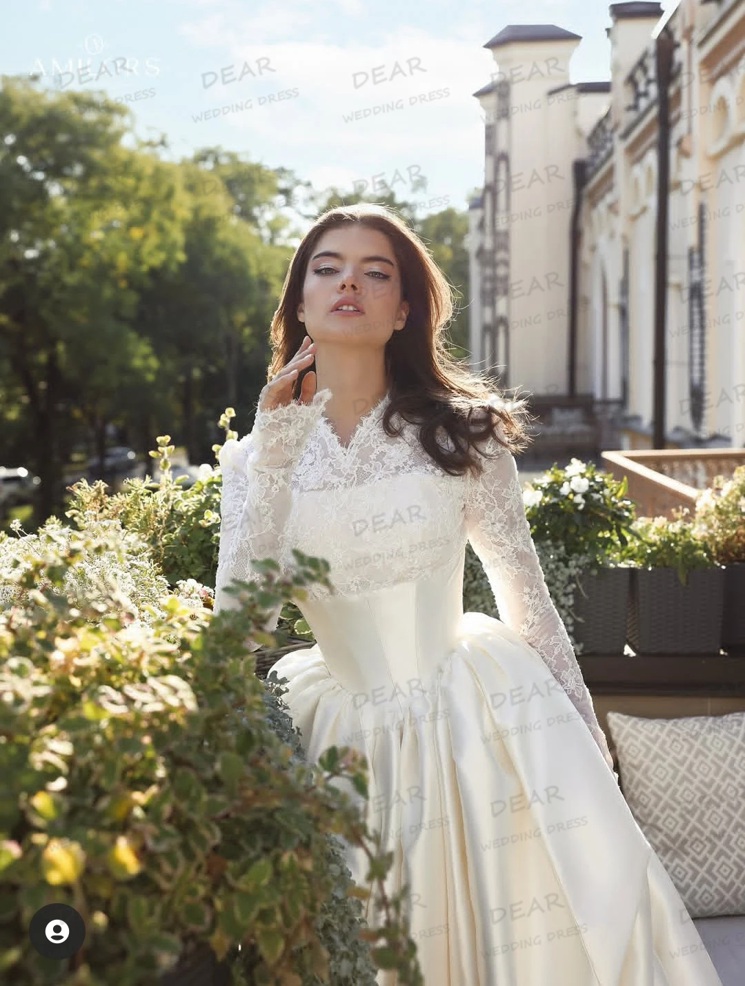 Simple High Neck Wedding Dresses Satin Women A Line Bridal Gowns Long Sleeve Formal Satin Appliques Vestidos De Novia Customized