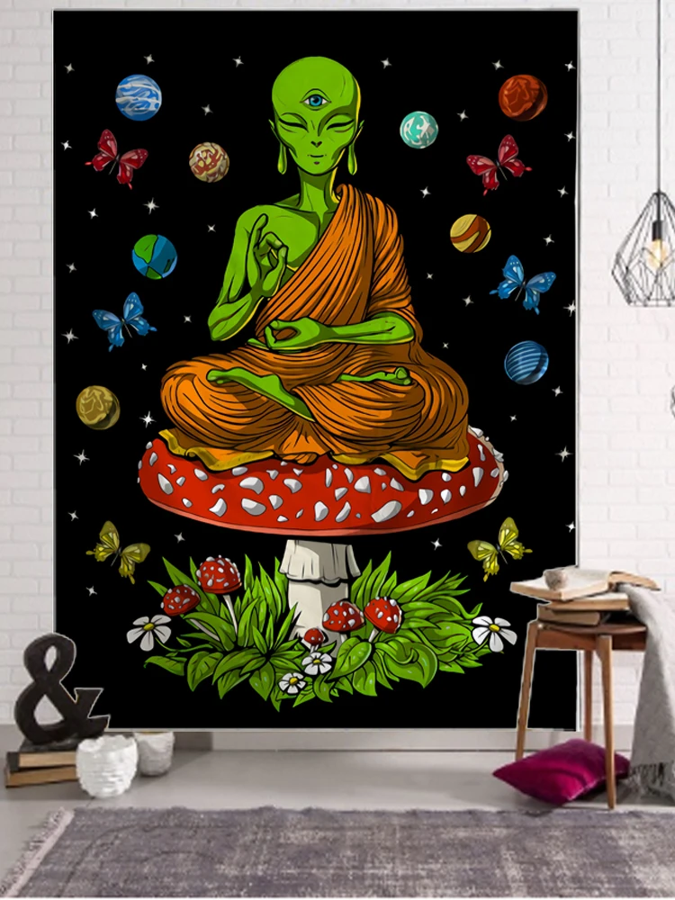 

Illustration Design Alien Bohemian Mandala Wall Hanging Psychedelic Mushroom UFO Tarot Card Wall Hanging Wall Hanging Tapestry