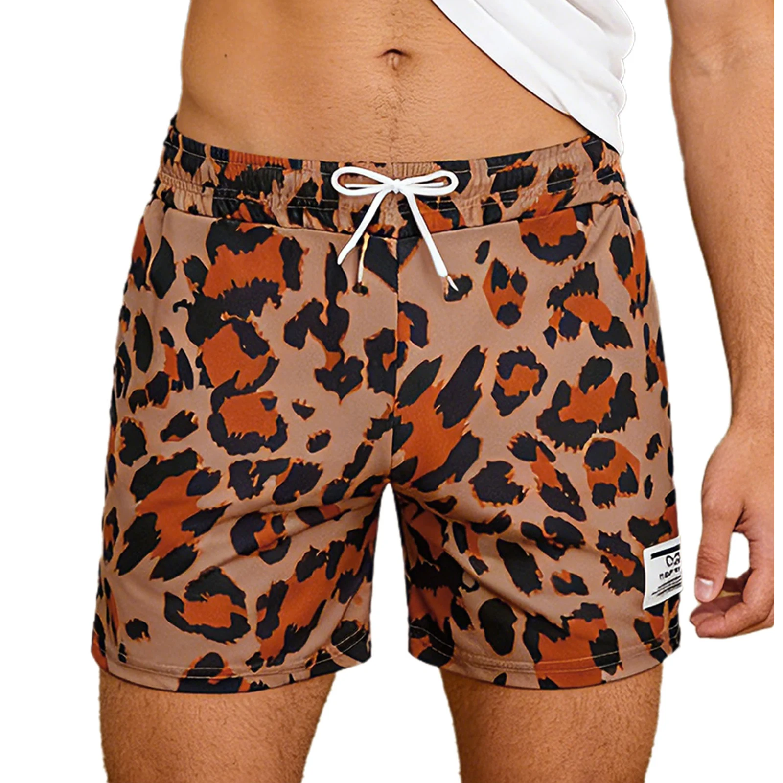 Men Quick-Drying Sport Shorts Swimwear Drawstring Elastic Waistband Print Athletic Shorts with Pocket for Gym Workout Basketball