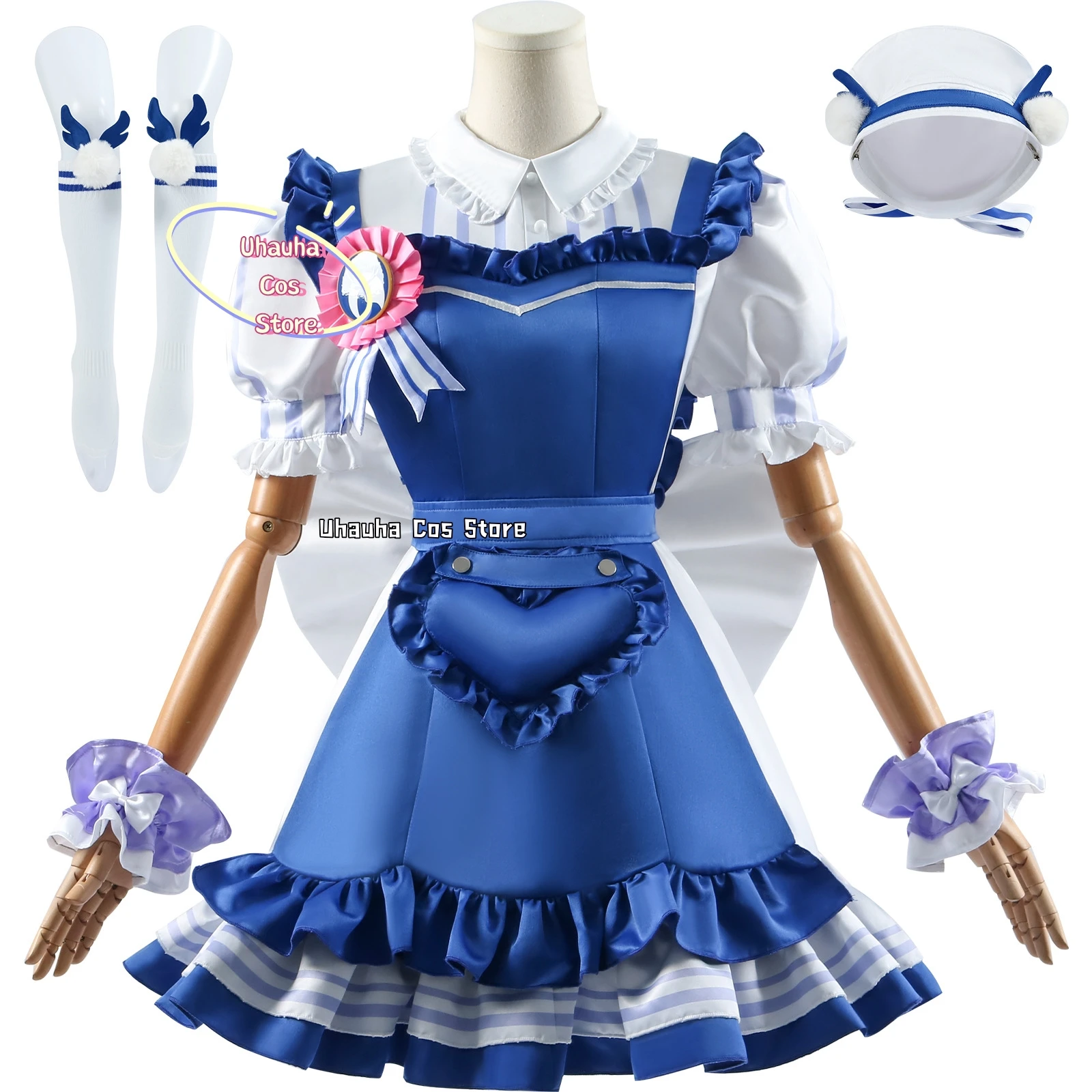 Game Genshin Impact Sigewinne Cosplay Costumes Coffee Maid Apron Headwear Wig Accessories Full Set Halloween Party For Women