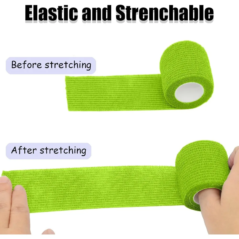2 Pcs Self Adhesive Cohesive Bandage Wrap, 2.5cm X 4.5m Breathable Elastic Non-Woven Tape, Athletic Sports Finger Tape, Wrist Ankle Support, First Aid Bandage & Pet Self-Adherent Bandage