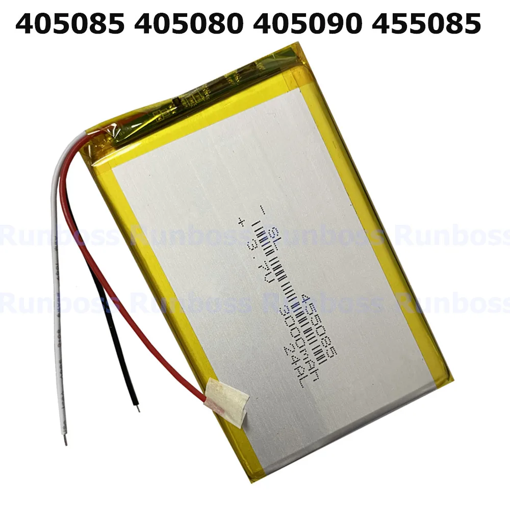 3.7V 3000mAh 405085 455085 Li-Polymer Rechargeable Battery For MP3 GPS PSP PAD MID DVD Power Bank PC Speaker Recorder Camera