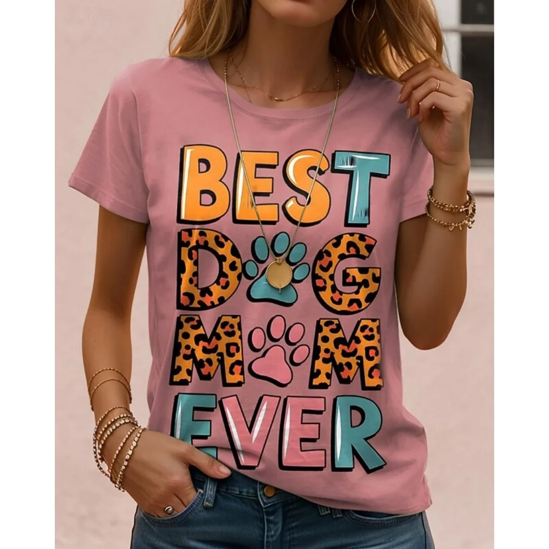 

Fashion Women's T-Shirt Cute Cartoon Numbers Print Clothes Simple Round Neck Tops Casual Comfortable Breathable Women's Clothing