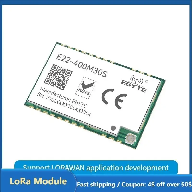 Top 10PCS SX1268 433MHz Wireless Module Development Board RF12km 32M High-Precision TCXO EBYTE E22-400M30S IPEX Stamp Hole SPI