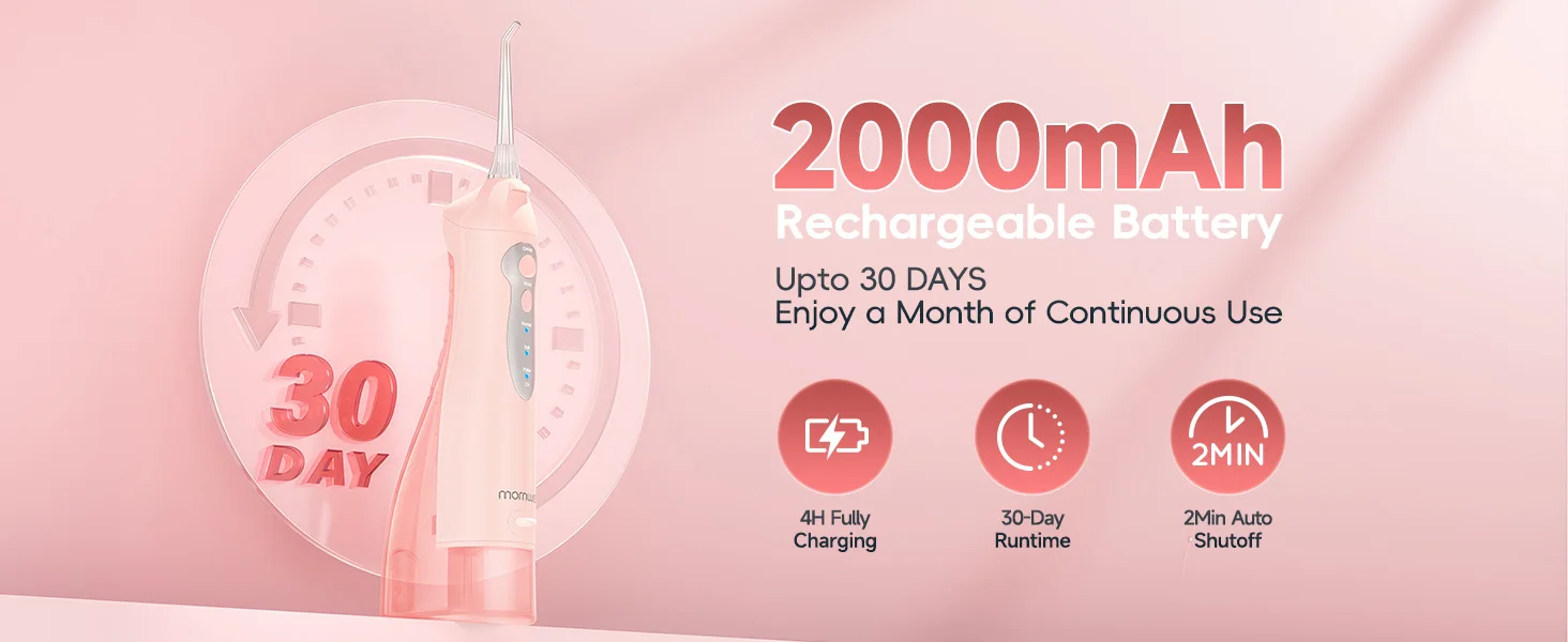Tragbarer D52 Wasserflosser, wiederaufladbarer Mundduschen-Apparat, tragbar, 300 ml, 4 Düsen, wasserdicht, Munddusche, Zahnreiniger – Detail 6