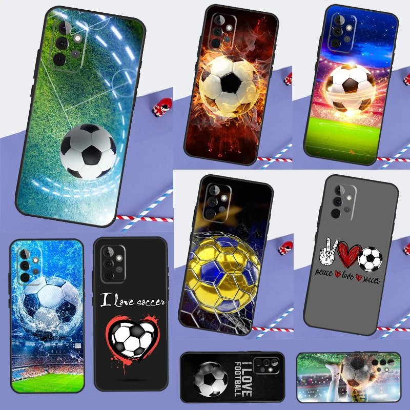 Fire Football Soccer Ball Phone Case For Samsung Galaxy A34 A54 A14 A32 A12 A13 A33 A22 A52 A72 A23 A53 A73 A51 A71