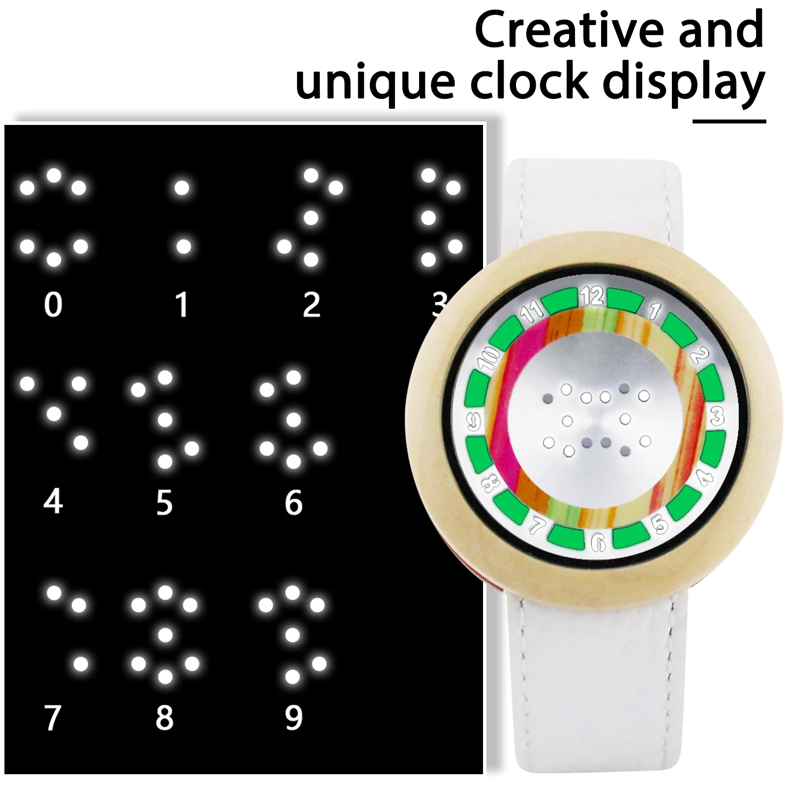 KityKiss couple bamboo wood electronic watch creative display time men and women wooden clock wedding best man brother Good gift