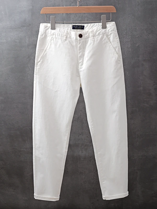 

Spring Summer New 2025 Youth Men's Casual Pants White Japanese Sle Simple Versatile Slim Straight Thin Nine Points