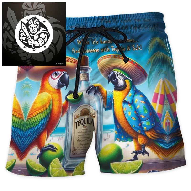 Короткие брюки для влюбленных попугаев для мужчин