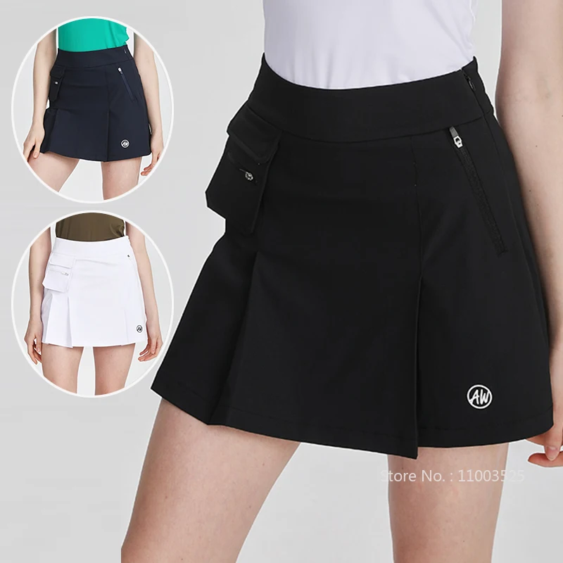 

AW Women Golf Fashion Cargo Skirt Tennis Sports Outdoor Pleated Skort Ladies High-waist Golf Skirt Short Culottes XS-XXXL