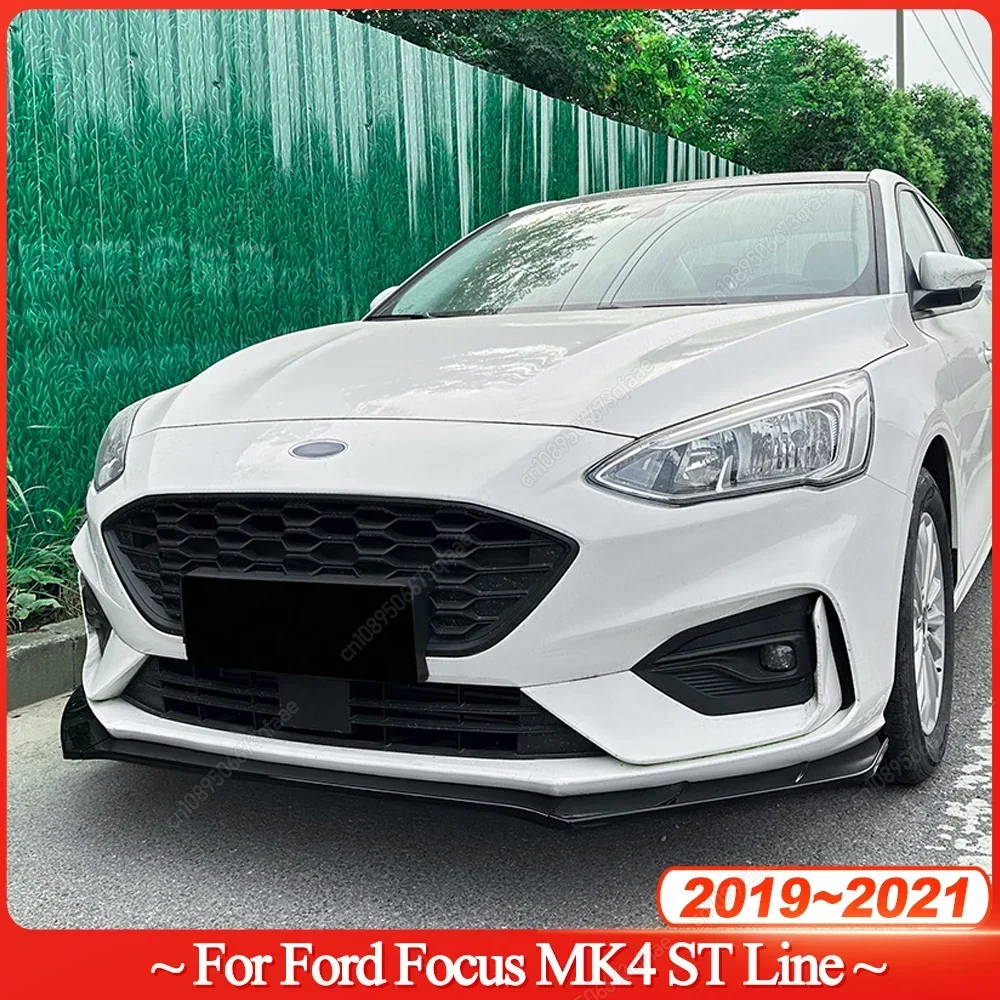 

For Ford Focus MK4 ST Line 2019-2021 Pre-LCI Car Front Bumper Lip Spoiler Splitter Diffuser Maxton Style Bodykits Tuning Black