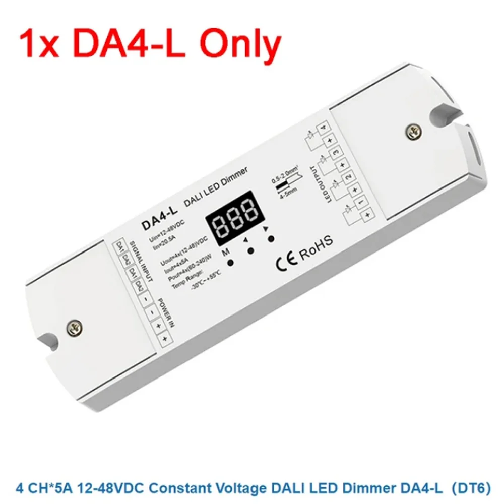 DA4-D(Din Rail) DA4 DA4-L 4CH DA1 1CH DT6 Single Color LED Strip CV DALI LED Dimmer PMW Dimming 12V-24V 5A/CH Numeric Display