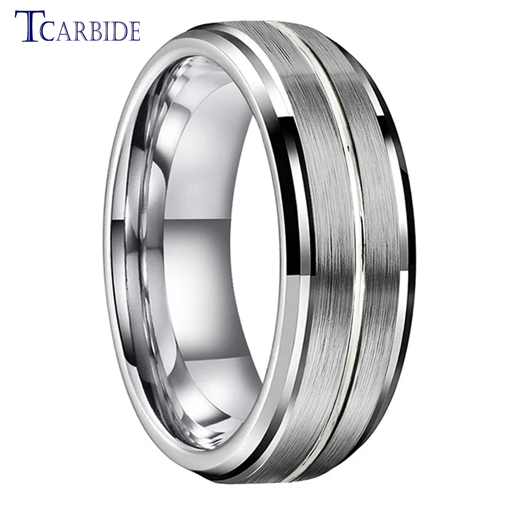 

Dropshipping 6mm 8mm Classic Tungsten Carbide Ring For Men Women Simple Wedding Band Grooved Brushed Forever Gift Jewelry