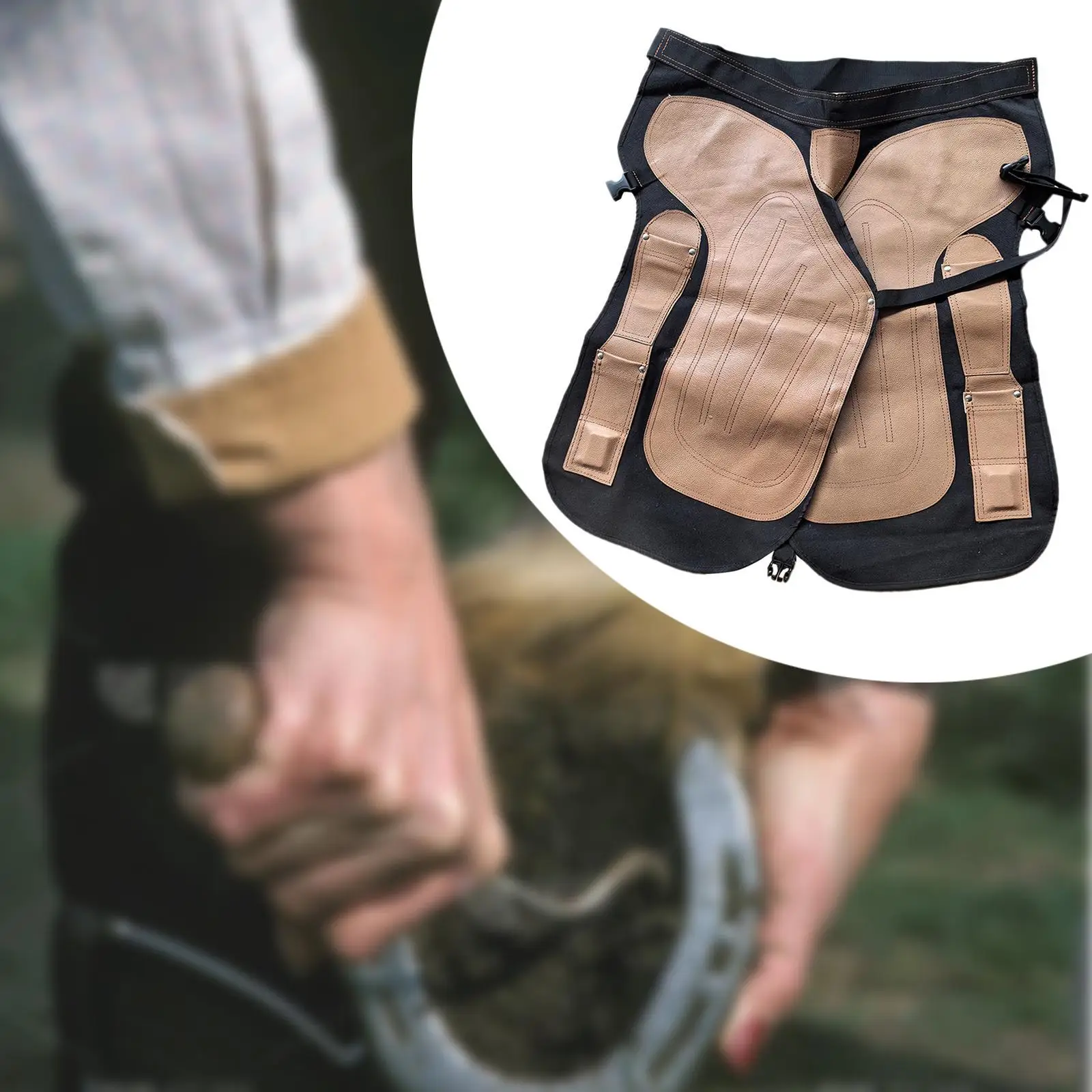 Farrier Apron PU Leather and Canvas Hoof Trimming Chaps Horseman Apron