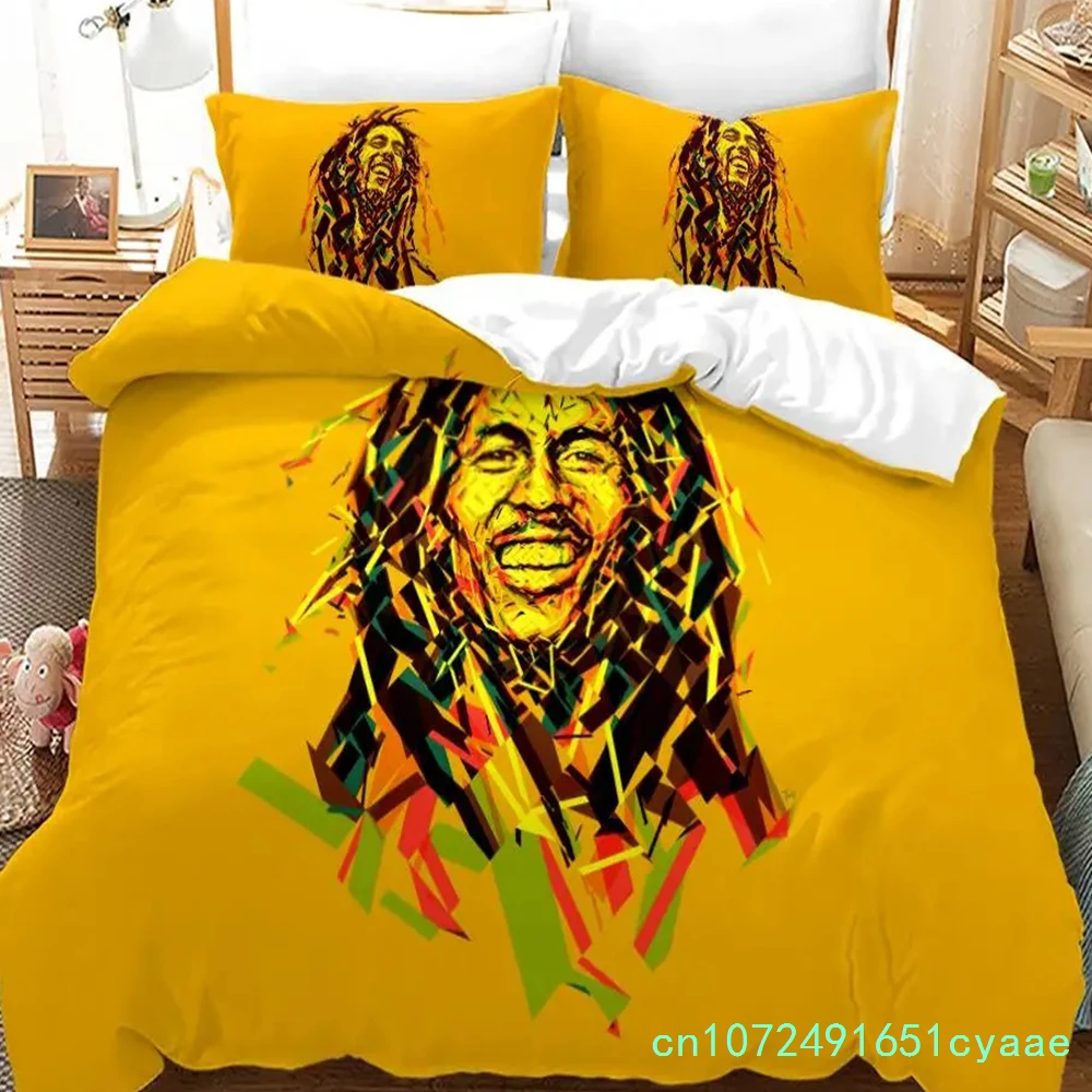 Bob Marley Reggae Music Maple Leaf Comforter Bedding Set Soft Comforter Cover With 1/2pcs Pillow Shams For Kids Adults Microfibe