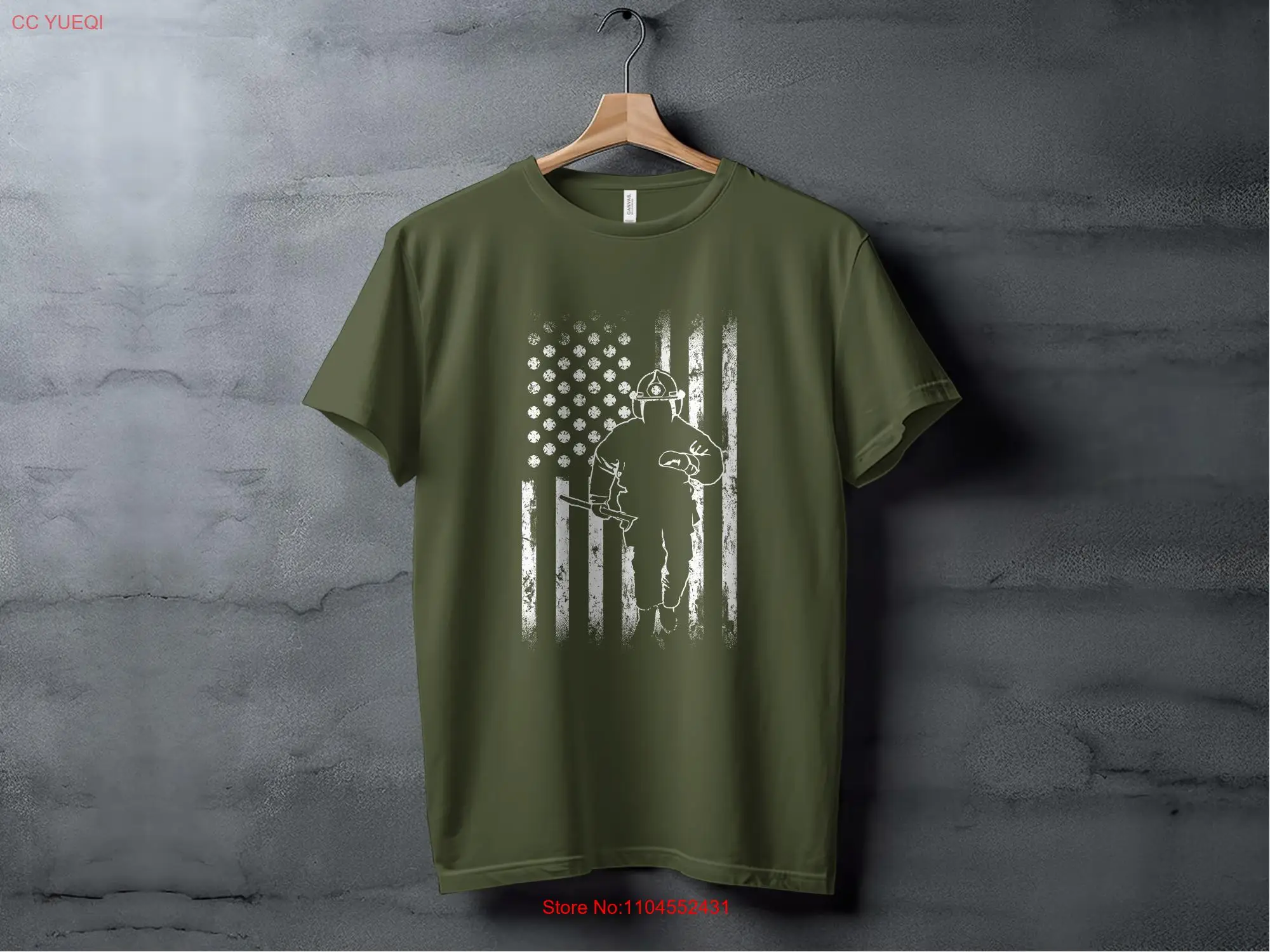 

Firefighter Silhouette American Flag T Shirt Support Pride Patriotic long or short sleeves