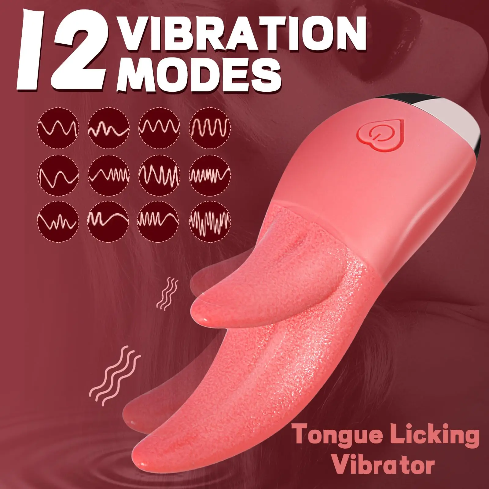 Clitoral Licking Vibrator, Double Tongue Licking Heating Toy with 12 Vibration Modes & Heating Function, for Womens Pleasur