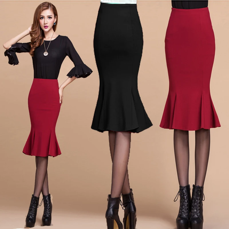 

Новая юбка-русалка с высокой талией, эластичная, облегающая, с эффектом утяжки бедер, фасон «карандаш»