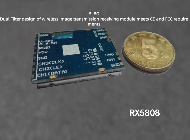 الطائرات بدون طيار نظام نقل لاسلكي تلقي وحدة RX5808 تصميم مرشح مزدوج متوافق مع CE FCC