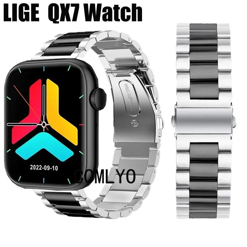 Metal Band For LIGE QX7 Smart Watch Strap Stainless Steel Bracelet Men Belt