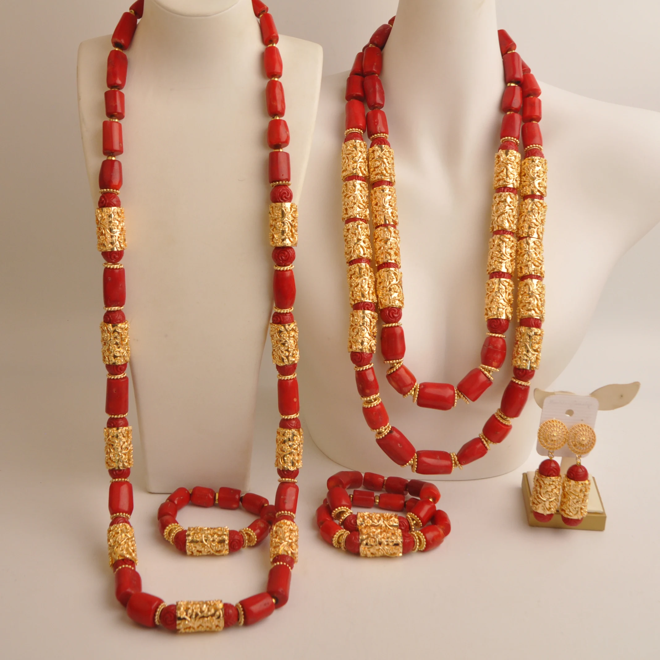 

African Necklace Collection Nigeria Red fashion wedding jewelry natural coral