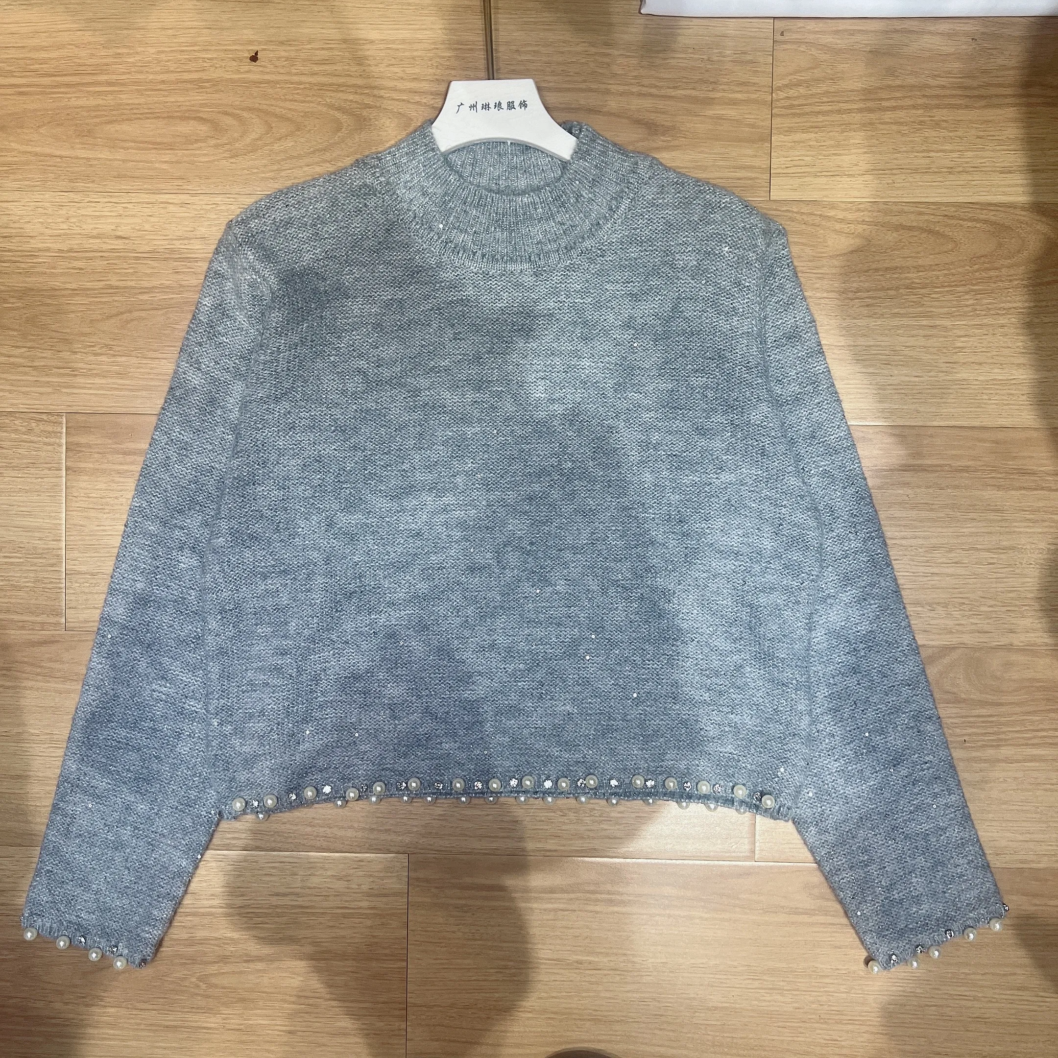 الملابس النسائية الخريف الربيع الجولة الرقبة بلون الديكور البلوز طويلة الأكمام سترة محبوك مكتب سيدة الصوف القمم N581