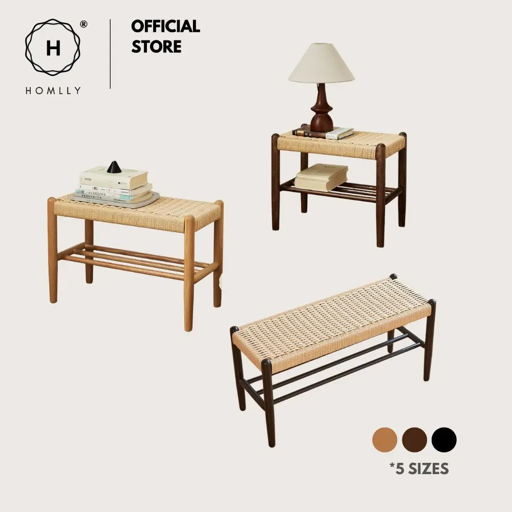 

Homlly Ika Entryway Shoe Rack Bench with Rope Weaving Design (Various Length)