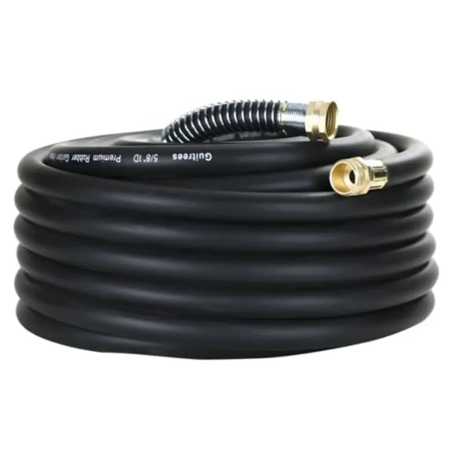 

50FT 5/8 Heavy Duty Rubber Garden Hose - 300psi Working 1000psi Burst - Hot/Cold Water - Five-Layered Braiding for Durability -