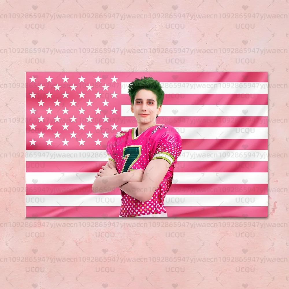 Tapiz rosa de Zombies de Zed, arte de pared, decoración de héroe de fútbol de pelo verde, regalo de película de zombis para adolescentes, estética de habitación Fandom