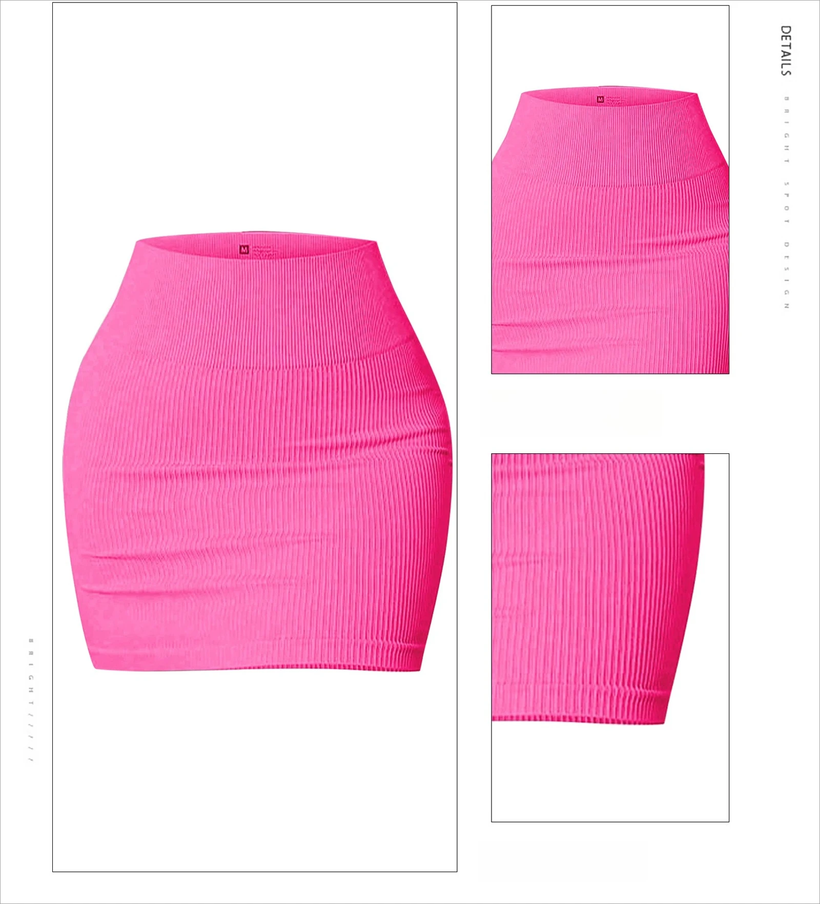 Damen Nahtloser Hochtaillierter Bodycon Minirock Gerippter Dehnbarer Yoga-Rock Lässiger Slim Fit Workout Sommer Po-Lift Kurzrock – Detail 4