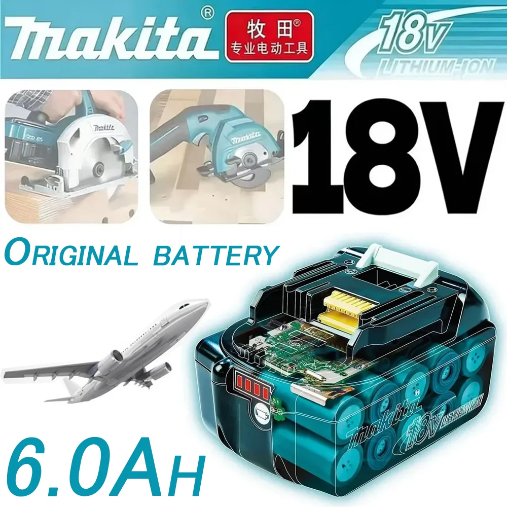

[Miser] Makita 18V 6.0 Rechargeable Lithium Battery with LED Indicator High Capacity for Makita Cordles Power Tool Battery
