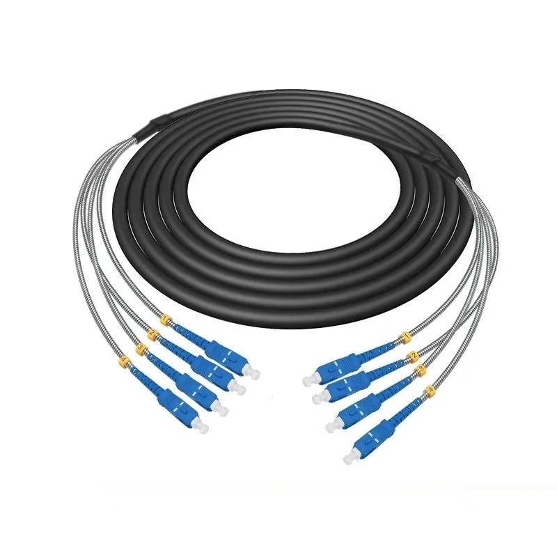 سلك التصحيح الخارجي 400 متر 2/4 النوى 7.0 مللي متر 2C 4C CPRI LC SC FC APC SM DVI مقاوم للماء FTTH الطائر كابل مدرع من الألياف الضوئية 2 كور