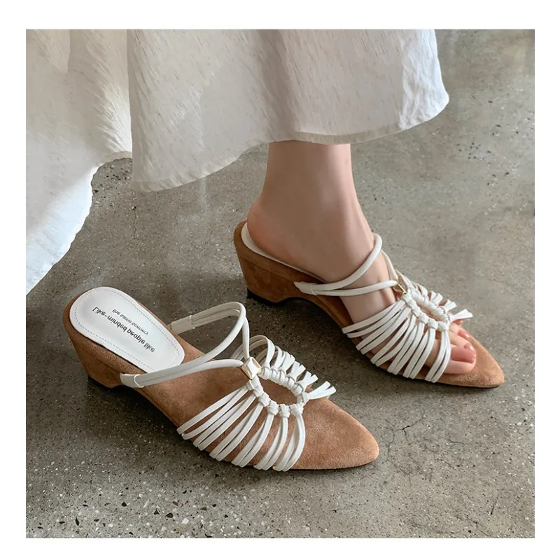 2026Female Retro Sandals Buckle Strap Vintage Summer Gold For French Style  Sandals Microfiber