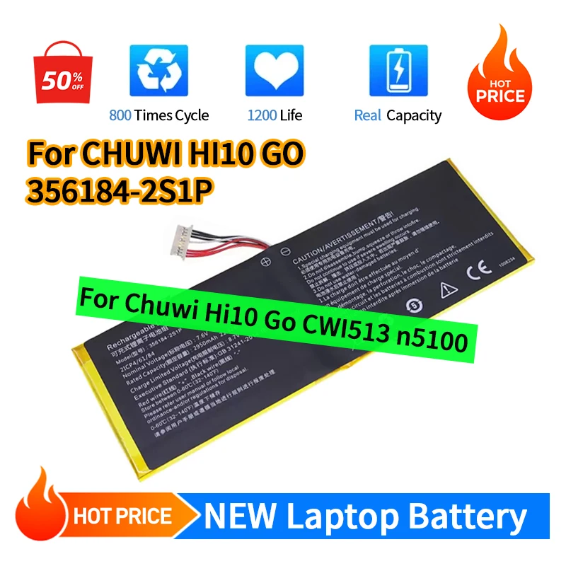 

100% новый аккумулятор 356184-2S1P для ноутбука Chuwi Hi10 Go CWI513, сменный аккумулятор 7,6 В, 3000 мАч для Chuwi Hi10-Go n5100
