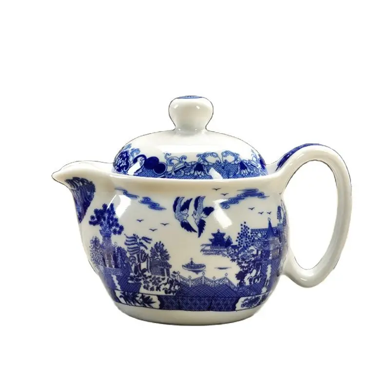 Jingdezhen-ceramic teapot for Kung Fu tea, blue and white bone china, office tea pot for home image 2