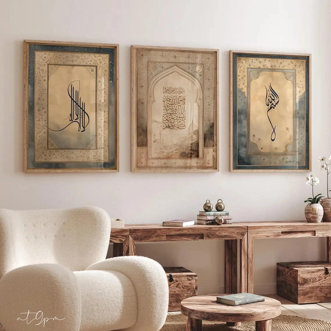 Moderne islamische Kalligrafie-Koran-Wandkunst, Leinwanddruck, Poster, Bild für Wohnzimmer, Schlafzimmer, Heimdekoration
